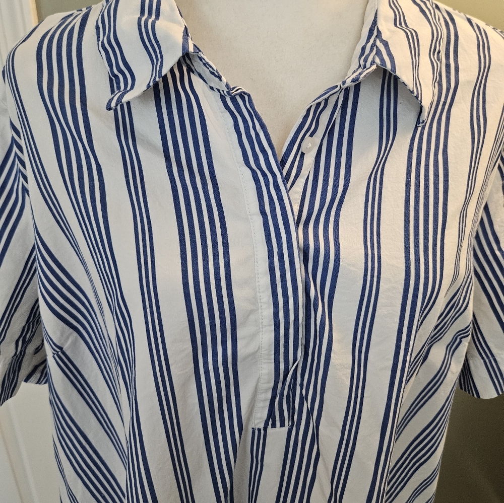 Old Navy Women's Size XL Blue and White Striped Shirt Dress with Pockets - Picture 8 of 15